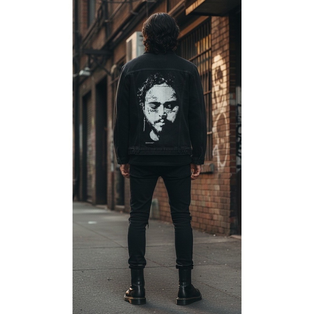 🔥H&M 🖤Post Malone 🤑 Limited Edition Black Jean Jacket Concert Tour 2019 Sz M